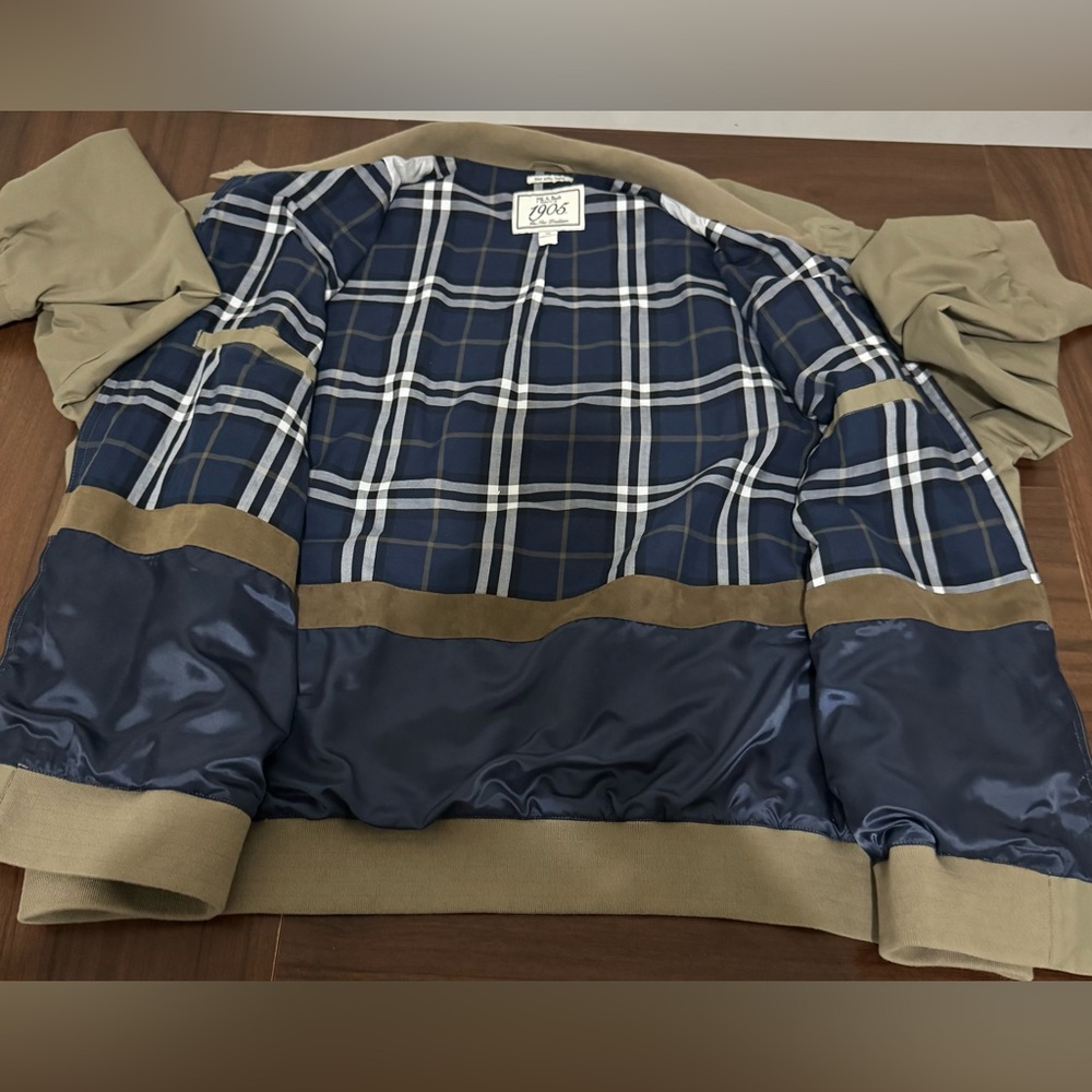 Jos. A. Bank Men’s Tan Harrington Jacket Full Zip Plaid Lined tall and big 3XL - Picture 8 of 12